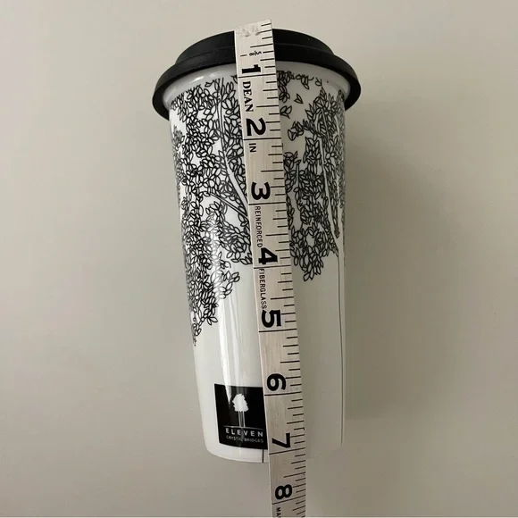 Black and White Artsy Double Walled Ceramic Porcelain Travel Mug - Picture 14 of 16